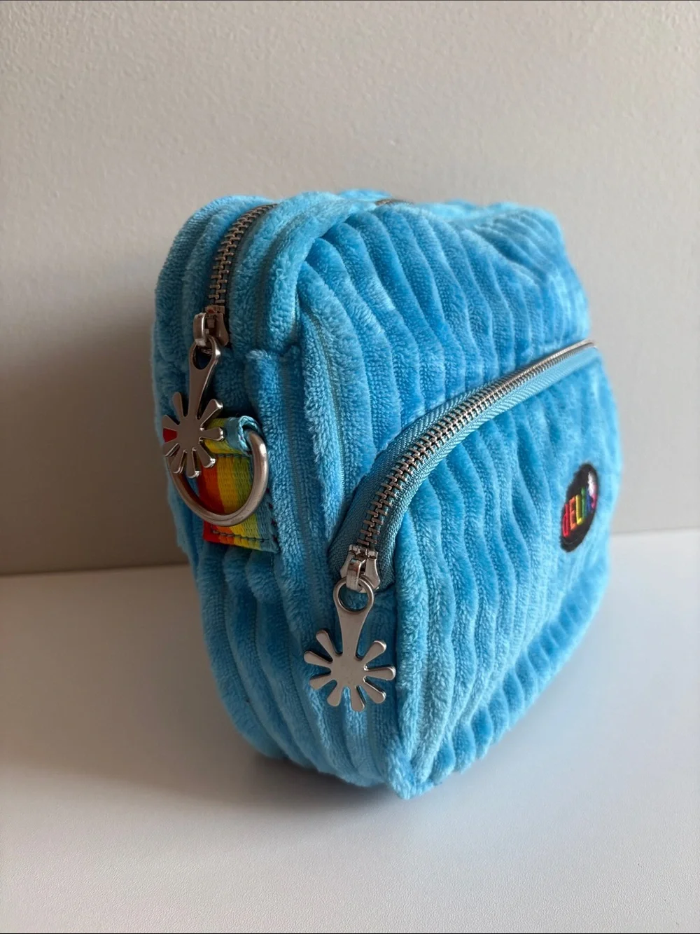 Delia’s Y2K Inspired Blue Velour Mini Crossbody Bag Rainbow Retro